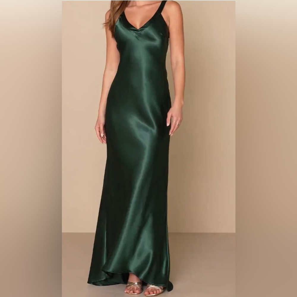 Lulu's Emerald Green Satin Wedding Dress